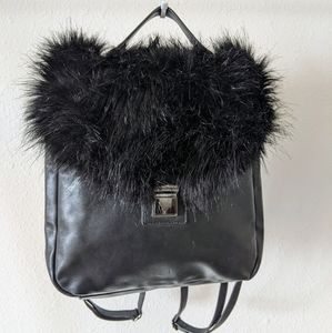 Vegan Leather Faux Fur Backback